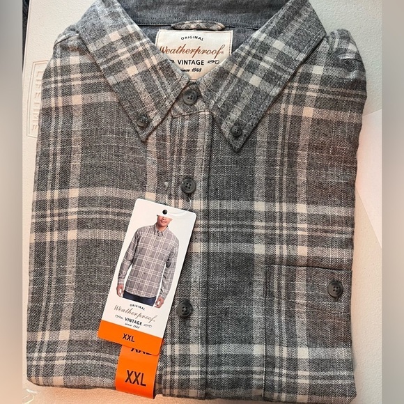 Weatherproof Vintage Men's Flannel Shirt Grey XXL - New With Tags - Picture 3 of 3